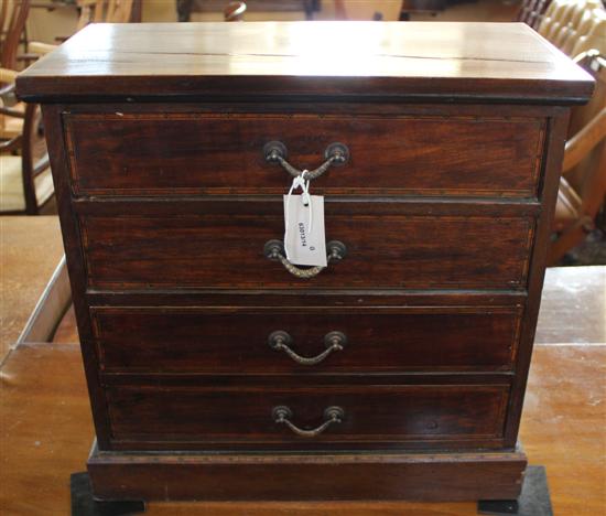Edwardian mahogany miniature chest, fitted four long drawers